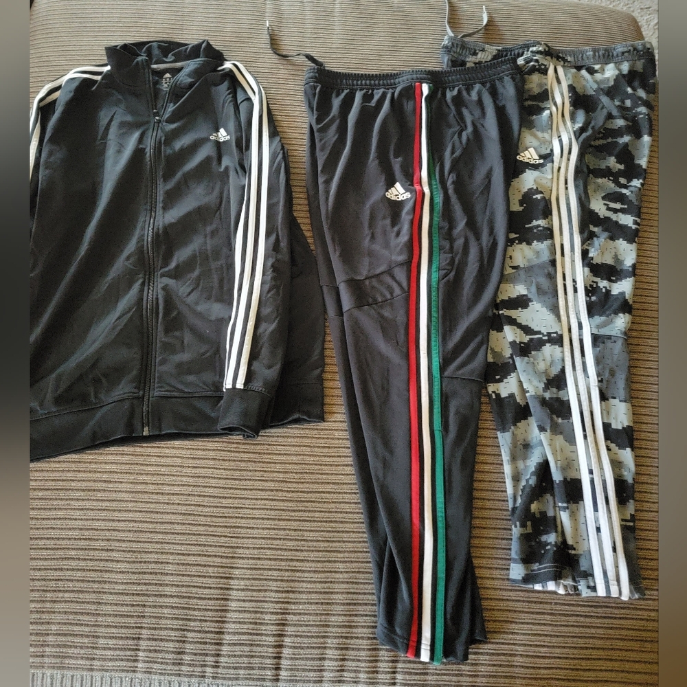 Adidas LOT Mens Pants 2 Pair And 1 Jacket. All XL